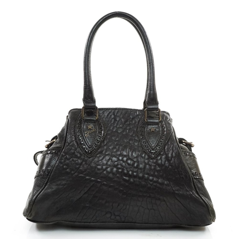 Auth Fendi Hand Bag Leather Black #25155F84 - Picture 1 of 13